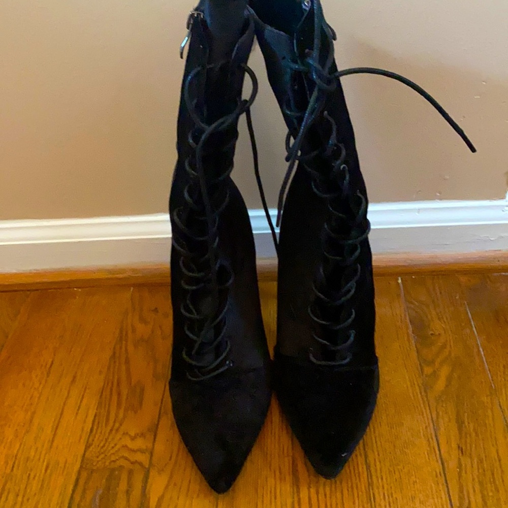 Velvet Lace up Booties